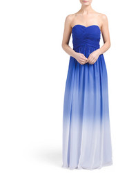 Синее омбре вечернее платье