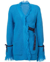 Женское синее пальто c бахромой от Sacai
