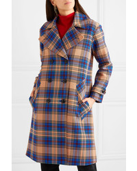 Женское синее пальто в шотландскую клетку от Rag & Bone