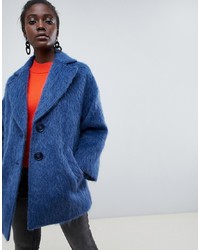 Женское синее пальто из мохера от ASOS WHITE