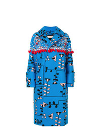 Женское синее пальто с украшением от Marni