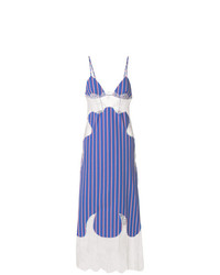 Синее платье-комбинация в вертикальную полоску от Off-White