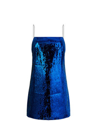 Синее платье-комбинация с пайетками от Laneus