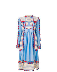 Синее платье-крестьянка с вышивкой от Dodo Bar Or