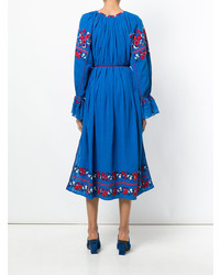 Синее платье-крестьянка от Ulla Johnson