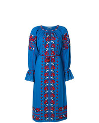 Синее платье-крестьянка от Ulla Johnson