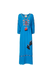 Синее платье-макси с вышивкой от Figue