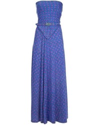 Синее платье-макси с цветочным принтом от Ken Scott