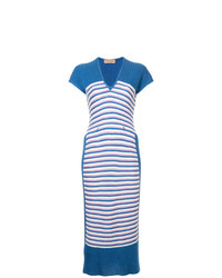 Синее платье-миди в горизонтальную полоску от Issey Miyake Vintage