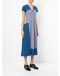 Синее платье-миди в горизонтальную полоску от Issey Miyake Vintage