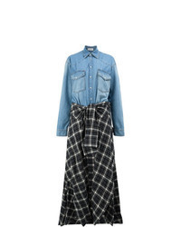 Синее платье-миди в клетку