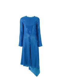 Синее платье-миди с пайетками от MSGM