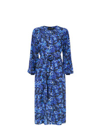 Синее платье-миди с принтом от Andrea Marques