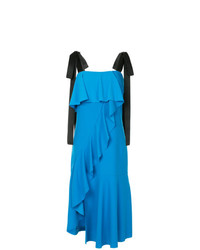 Синее платье-миди с рюшами от Goen.J