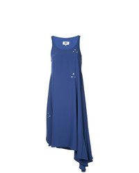 Синее платье-миди с украшением от MM6 MAISON MARGIELA