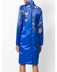 Синее платье прямого кроя с цветочным принтом от Marni