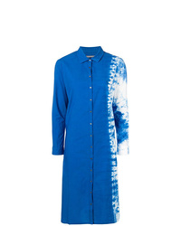 Синее платье-рубашка с принтом тай-дай от Suzusan