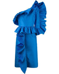 Синее платье с вышивкой от Gucci