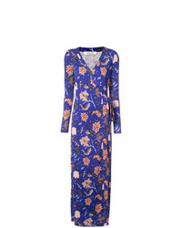 Синее платье с запахом с цветочным принтом от Dvf Diane Von Furstenberg