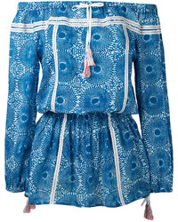 Синее платье с открытыми плечами от Lemlem