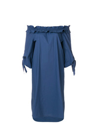 Синее платье с открытыми плечами от Luisa Cerano