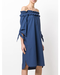 Синее платье с открытыми плечами от Luisa Cerano