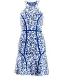Синее платье с плиссированной юбкой с "огурцами"