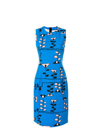 Синее платье-футляр с геометрическим рисунком от Marni