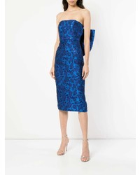 Синее платье-футляр с цветочным принтом от Bambah