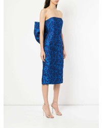 Синее платье-футляр с цветочным принтом от Bambah