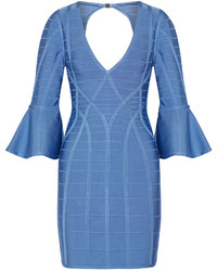 Синее платье-футляр от Herve Leger