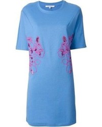Синее повседневное платье с вышивкой от Carven