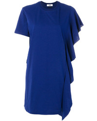 Синее повседневное платье с рюшами от MSGM