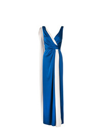 Синее сатиновое вечернее платье от Paule Ka