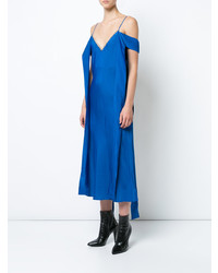 Синее сатиновое платье-комбинация от Ellery