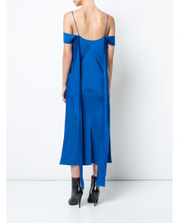 Синее сатиновое платье-комбинация от Ellery
