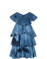 Синее свободное платье с принтом тай-дай от MSGM