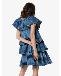 Синее свободное платье с принтом тай-дай от MSGM