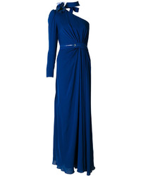 Синее шелковое вечернее платье от Elie Saab