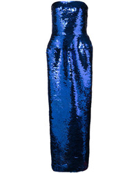 Синее шелковое вечернее платье от Oscar de la Renta