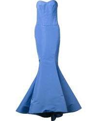 Синее шелковое вечернее платье от Zac Posen