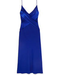 Синее шелковое платье-комбинация