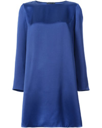 Синее шелковое платье прямого кроя от The Row