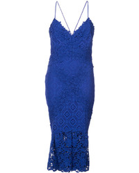 Синее шелковое платье с вышивкой от Nicole Miller