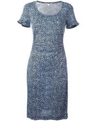 Синее шелковое платье с принтом от Diane von Furstenberg