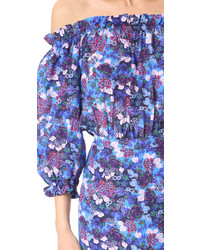 Синее шелковое платье от Saloni