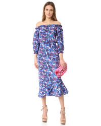 Синее шелковое платье от Saloni