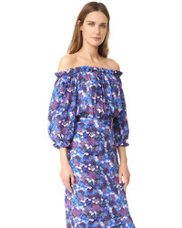 Синее шелковое платье от Saloni