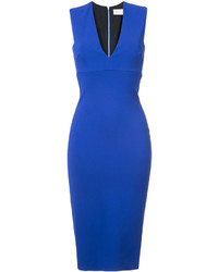 Синее шерстяное платье-миди от Victoria Beckham