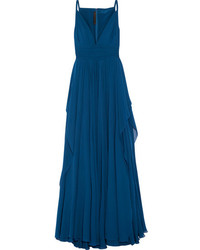 Синее шифоновое вечернее платье от Elie Saab